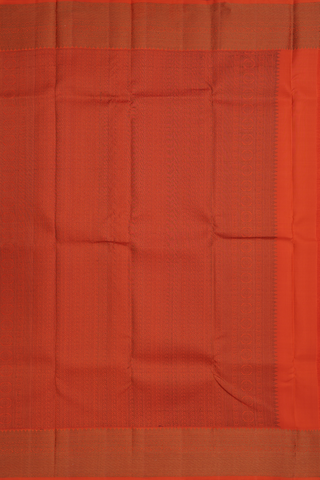 Kanchipuram Silk Saree In Spiced Orange With Floral Buttas