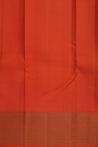 Kanchipuram Silk Saree In Spiced Orange With Floral Buttas