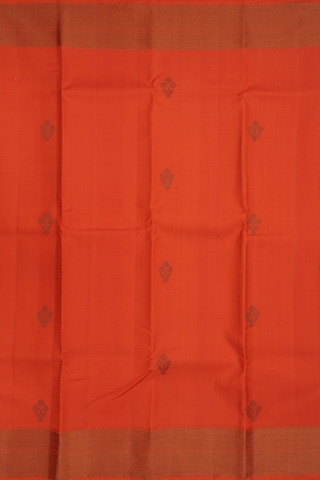 Kanchipuram Silk Saree In Spiced Orange With Floral Buttas