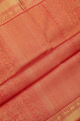 Kanchipuram Silk Saree Chilli Red With Iruthalai Pakshi Design