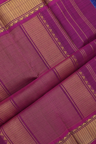 Kanchipuram Silk Saree In Royal Blue With Checks Design