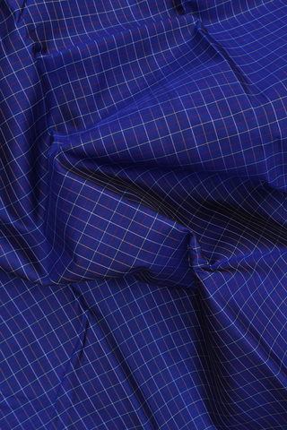 Kanchipuram Silk Saree In Royal Blue With Checks Design