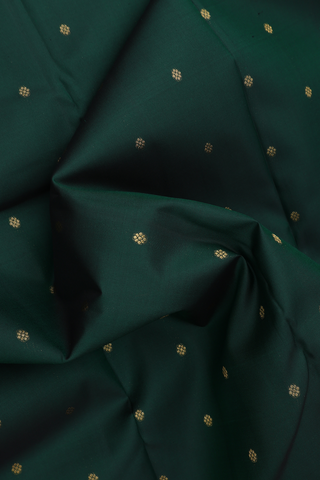 Kanchipuram Silk Saree In Dark Green With Floral Zari Buttis