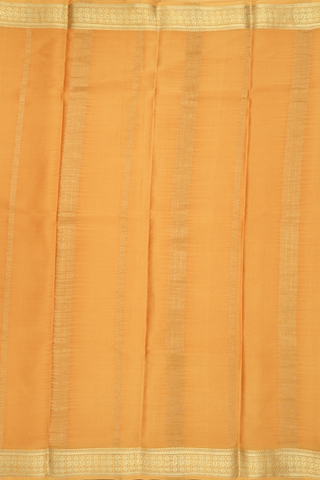 Mysore Silk Saree In Light Orange With Traditional Border