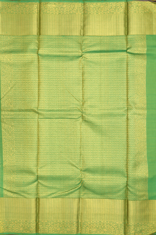 Kanchipuram Silk Saree In Lime Green With Zari Motifs