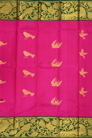 Kanchipuram Silk Saree In Magenta With Birds Motifs