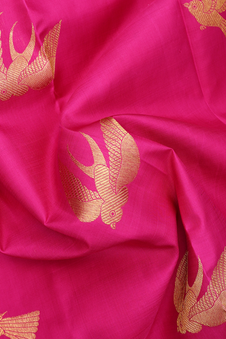 Kanchipuram Silk Saree In Magenta With Birds Motifs