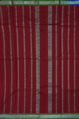 Kanchipuram Silk Saree In Burgundy Red With Contrast Border