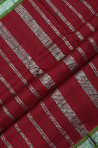 Kanchipuram Silk Saree In Burgundy Red With Contrast Border