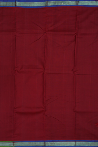 Kanchipuram Silk Saree In Burgundy Red With Contrast Border