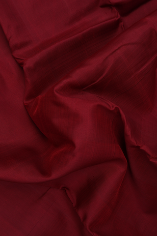 Kanchipuram Silk Saree In Burgundy Red With Contrast Border