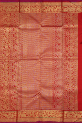 Kanchipuram Silk Saree In Crimson Red With Brocade Design