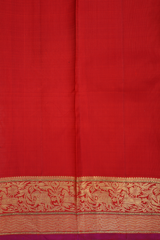 Kanchipuram Silk Saree In Crimson Red With Brocade Design