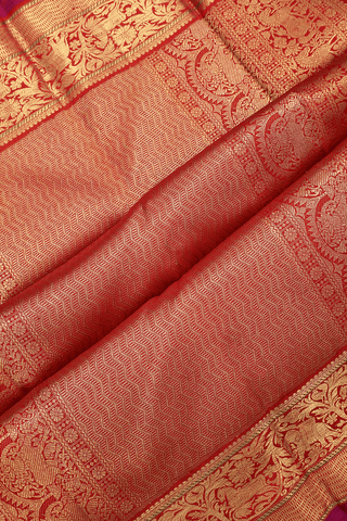 Kanchipuram Silk Saree In Crimson Red With Brocade Design