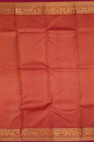 Kanchipuram Silk Saree In Crimson Red With Brocade Design