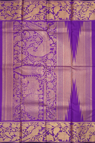 Kanchipuram Silk Saree In Magenta With Parrot Zari Motifs