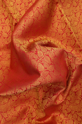 Kanchipuram Silk Saree In Ruby Red With Jacquard Pattern