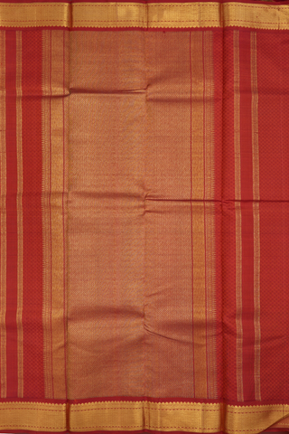 Kanchipuram Silk Saree In Brick Red With Threadwork Design