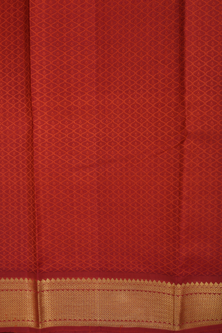 Kanchipuram Silk Saree In Brick Red With Threadwork Design