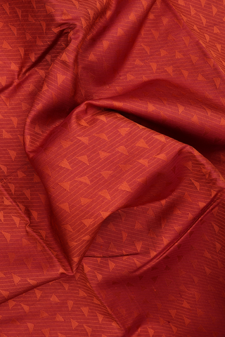 Kanchipuram Silk Saree In Brick Red With Threadwork Design