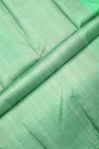 Kanchipuram Silk Saree In Seafoam Green With Brocade Design