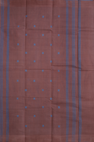 Kanchi Cotton Saree In Azure Blue With Threadwork Buttas