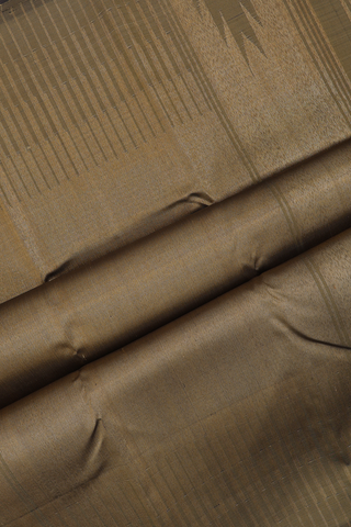 Kanchipuram Silk Saree In Oxford Brown With Checks Border