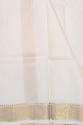 Twill Weave Border White Silk Dhoti With Shirt Material