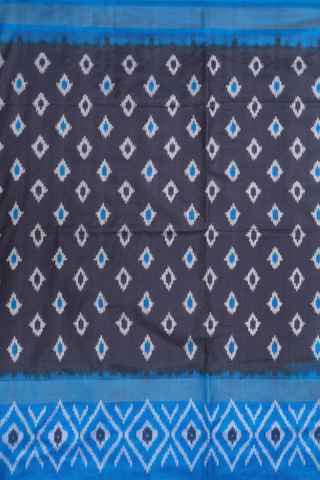 Pochampally Silk Saree In Dark Grey With Allover Ikat Motifs