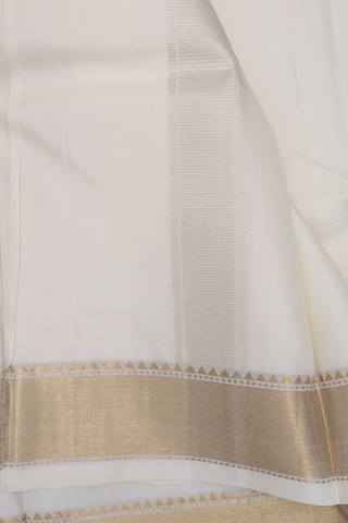 Twill Weave Border Egg White Silk Dhoti With Shirt Material