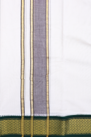 Ganga Jamuna Border White Cotton Dhoti With Angavastram Set