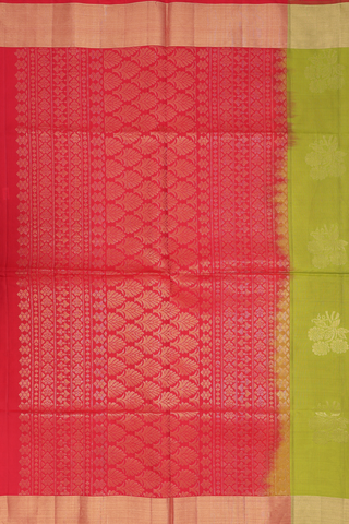 Soft Silk Saree In Lime Green With Floral Design