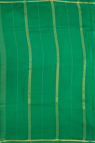 Mysore Silk Saree In Plain Jade Green With Small Zari Border