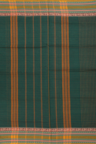 Nine Yards Cotton In Dark Green With Checks Design