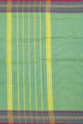 Nine Yards Cotton In Pastel Green With Checks Design