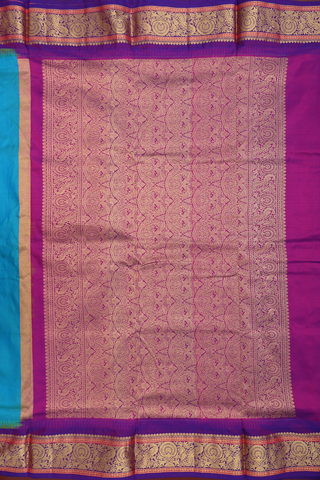 Nine Yards Silk Saree In Peacock Blue With Peacock Motifs