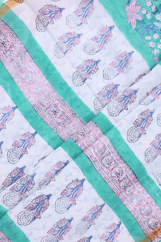 Jaipur Cotton Saree In Green With Floral Printed Design