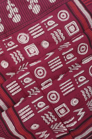 Jaipur Cotton Saree In Burgundy Red With Printed Design