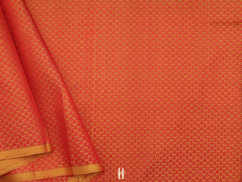 Jacquard Design Light Orange Kanchipuram Blouse Material