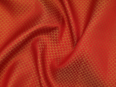 Jacquard Design Light Orange Kanchipuram Blouse Material