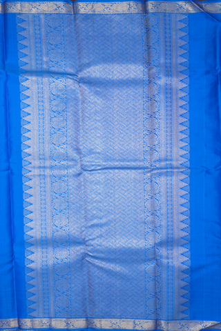 Jacquard Pattern Cerulean Blue Kanchipuram Silk Saree