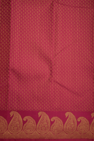 Jacquard Pattern Hibiscus Red Kanchipuram Silk Saree