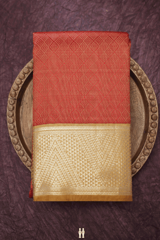 Jacquard Pattern Light Red Kanchipuram Silk Saree