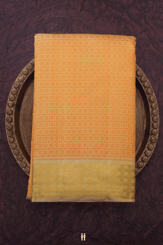 Jacquard Pattern Orange Kanchipuram Silk Saree