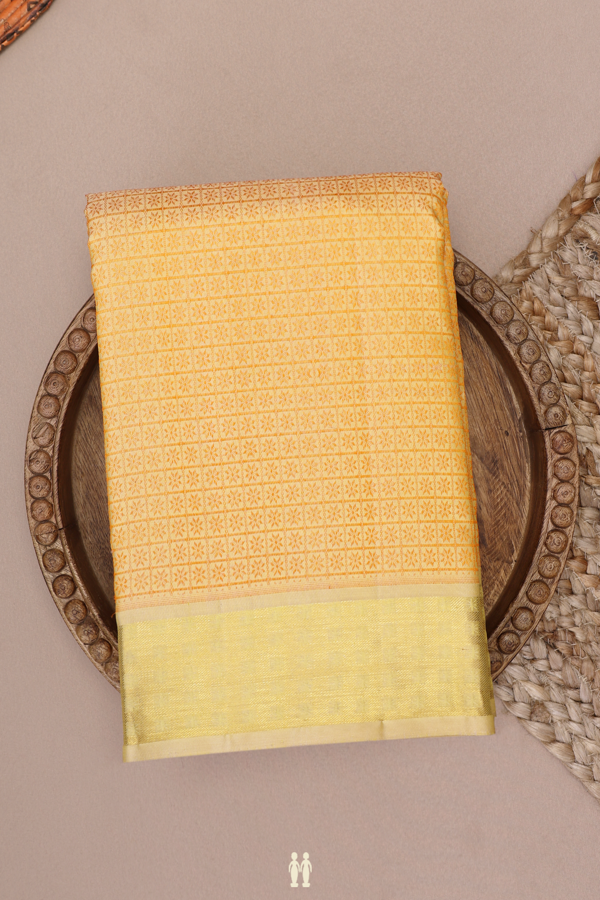 Jacquard Pattern Pear Yellow Kanchipuram Silk Saree