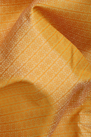 Jacquard Pattern Pear Yellow Kanchipuram Silk Saree