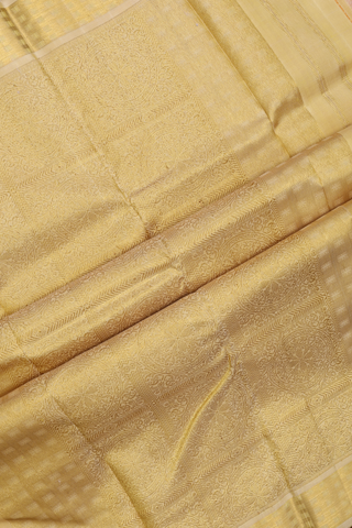 Jacquard Pattern Pear Yellow Kanchipuram Silk Saree