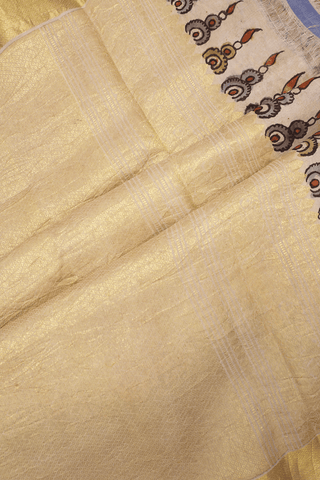 Kalamkari Hand Painted Brown Kanchipuram Silk Saree