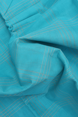 Kanchi Cotton Saree In Blue With Checks