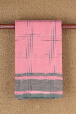 Kanchi Cotton Saree In Pink With Checks